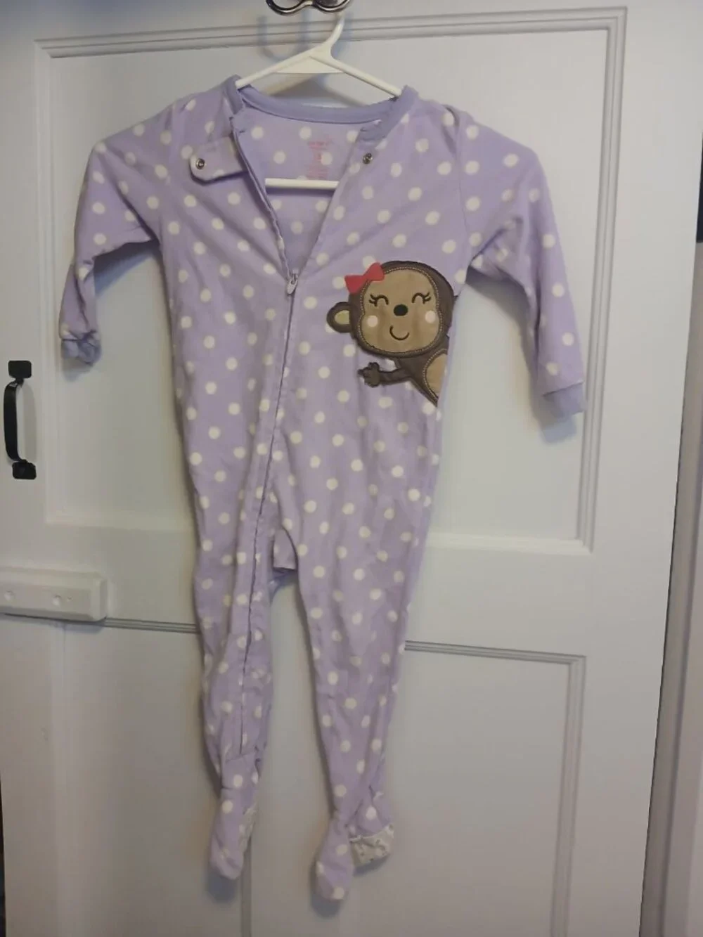Carter's 18 Months Girls Purple Polka Dot Monkey One Piece Pajamas